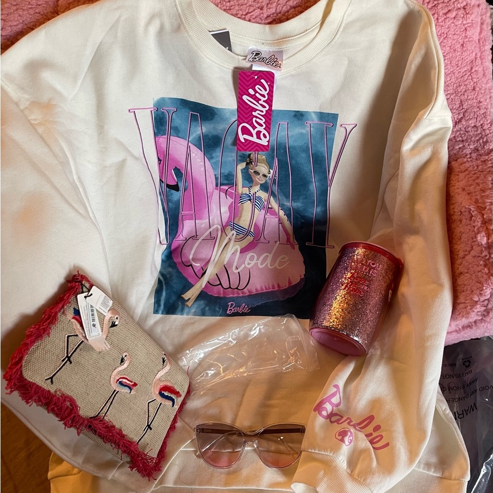 Bundle deal Brand new Barbie sweater/ new gorgeous sunglasses/new purse/new cup
